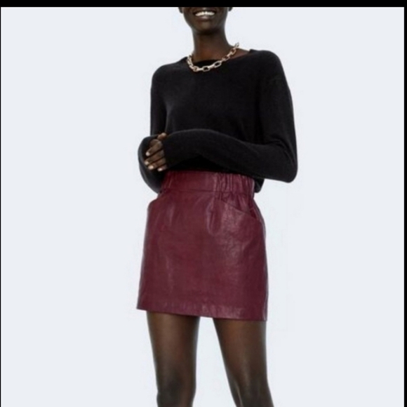 𝅺ZARA Faux Leather Mini Skirt - Picture 3 of 12